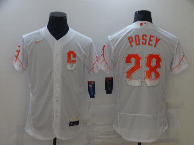 Men San Francisco Giants #28 Posey City Edition White Elite Nike 2021 MLB Jersey